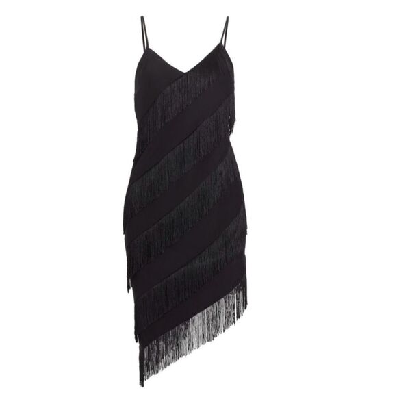 NWT Amanda Uprichard Bella Dona black fringed mini dress Size small - Picture 7 of 12